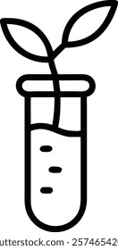 Icon of a Test Tube with a Plant Growing from It – Vector Illustration.test tube, plant icon, vector illustration, plant growing, science icon, eco symbol, sustainability, nature, growth, biology, 