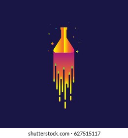 icon test tube rainbow Beautiful colorful Light illustration sign symbol for web, modern design vector on blue background. logo.