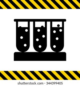Icon of test tubes filled with bubbling liquid