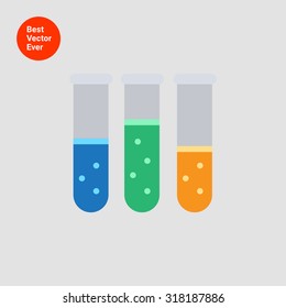 Icon of test tubes with multicolored bubbling liquid