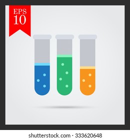 Icon of test tubes with multicolored bubbling liquid