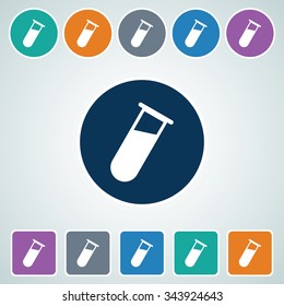 Icon of Testing Tube in Multi Color Circle & Square Shape. Eps-10.