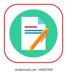 Icon of text document and pen