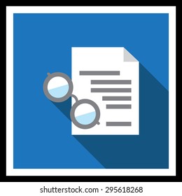 Icon of text document and spectacles 