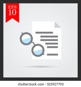 Icon of text document and spectacles 