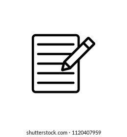 The icon of The text file with pencil. Simple outline icon illustration, vector of The text file with pencil for a website or mobile application