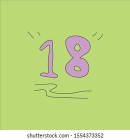 icon text number eighteen backgruond