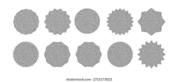 Conjunto de grano de textura de ícono, Antiguas insignias textura grainy noise, Spray puntear estrellas.
