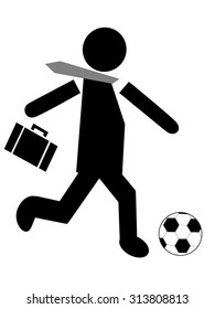 The icon that a businessman plays soccer