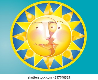 an icon that contains a sun and a moon in profile