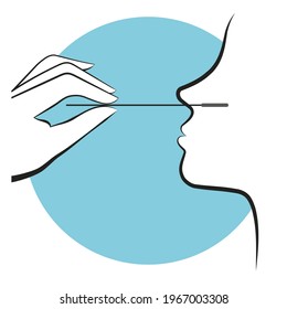 Icon that illustrates a Patient receiving a corona test. Covid-Screening-Test. Coronavirus Covid-19 tests carried out by a doctor