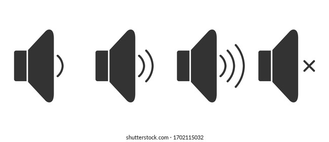 An icon that increases and reduces the sound. symbol showing the mute, Speaker vector icon with different signal levels in a flat style. symbol for web site Computer and mobile vector