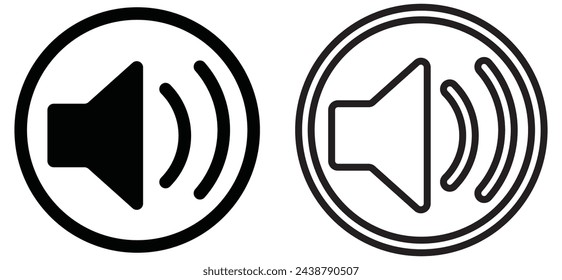 An icon that increases and reduces the sound. Icon showing the mute. A set of sound icons with different signal levels in a flat style. Vector. collection of volume and speaker icons
