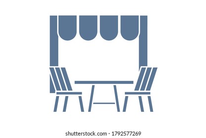 Icon that recommends to use outside seats when eating out