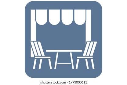 Icon that recommends to use outside seats when eating out
