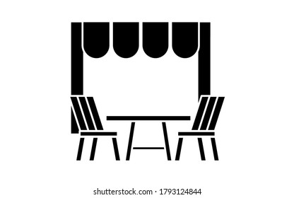 Icon that recommends to use outside seats when eating out