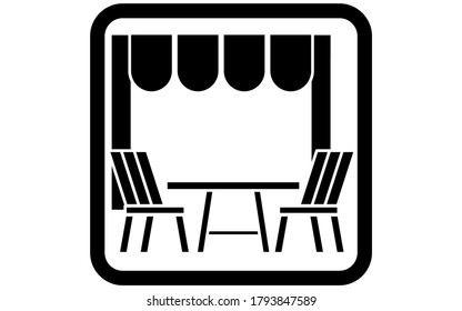 Icon that recommends to use outside seats when eating out