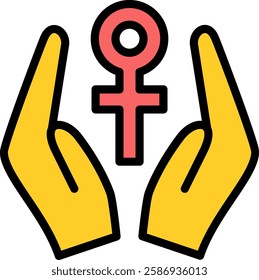 An icon that represents the care and support given to women. Ideal for projects that emphasize the importance of caring for and protecting women.