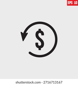 ícone que normalmente representa conceitos financeiros, como retorno de dinheiro ou reembolsos, programas de cashback,
cobranças retroativas, retorno sobre o investimento ROI ou transações financeiras gerais, garantias do produto ou garantias de reembolso de dinheiro.