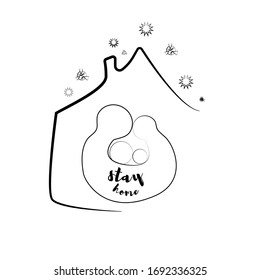 Icon that warns that in this difficult time it is better to stay at home