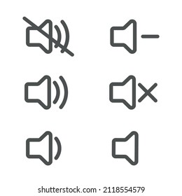 
An icon that zooms in and out of the sound. Icon shows mute. Set of sound icons with different signal levels in flat style. Vector.