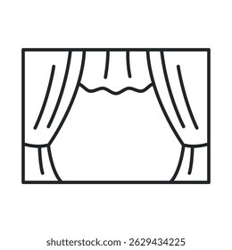Icon of a theater stage with closed curtains symbolizing anticipation of a performance or show