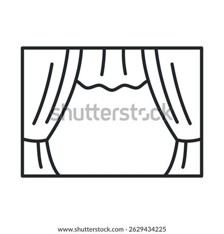 Icon of a theater stage with closed curtains symbolizing anticipation of a performance or show