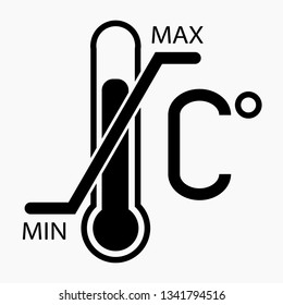 The icon of the thermometer with divisions "min" and "max". Vector icon.