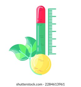 Icon. Thermometer. Green energy. Ecology. Eco style. Green. Clean planet.