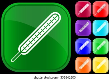 Icon of thermometer on shiny buttons