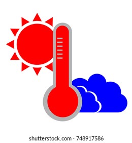 Icon thermometer, sun, clouds.