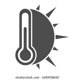 Icon of a thermometer with the sun.Warm weather. Simple flat vector stock illustration.
