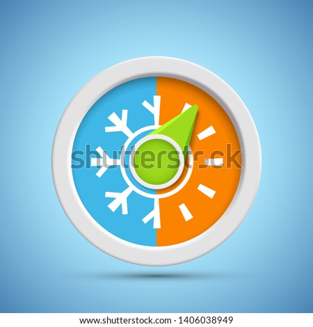 Icon thermostat. Climate control regulator with hot and cold temperatures. Vector illustration.