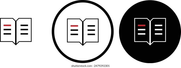 icon Thesaurus black outline for web site design 
and mobile dark mode apps 
Vector illustration on a white background