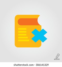 Icon of thick book and blue cross depicting prohibition sign