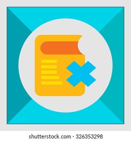 Icon of thick book and blue cross depicting prohibition sign