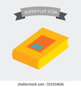 Icon of thick book with cover and label in bright blue circle