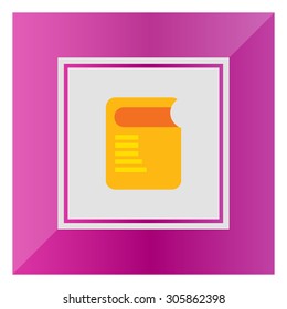 Icon of thick book with cover and title in bright blue circle