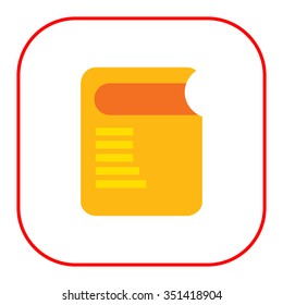 Icon of thick book with cover and title in bright blue circle