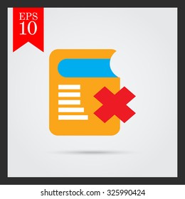 Icon of thick book and red cross depicting prohibition sign