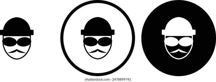 icon thief black outline for web site design 
and mobile dark mode apps 
Vector illustration on a white background