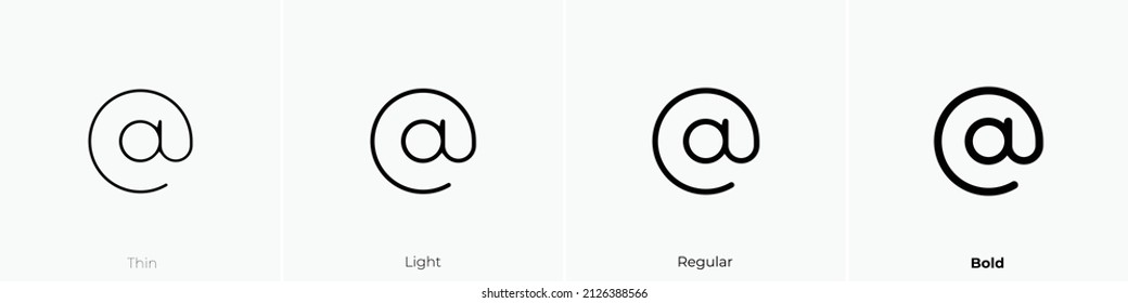 at icon. Thin, Light Regular And Bold style design isolated on white background
