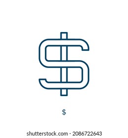 $ icon. Thin linear $ outline icon isolated on white background. Line vector $ sign, symbol for web and mobile
