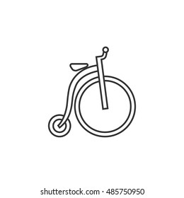 icon in thin outline style. Transportation sport vintage old retro bicycle