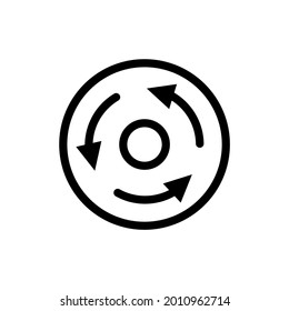 An icon with three arrows in a circle on a white background. A vector image.