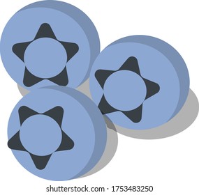 Icon with three blueberries isolated on a white background.