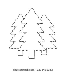 Icono de tres árboles de Navidad de diferentes tamaños en un claro en el bosque sobre un fondo blanco. Imagen vectorial.