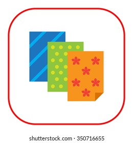 Icon of three cloth samples with various patterns