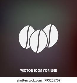 Icon of three coffee beans isolated flat vector web icon