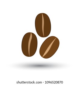 An icon of three coffee grains on a white background. Vector illustration